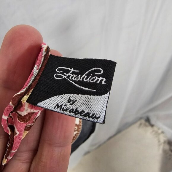 Mirabeau Pink Black Floral Paisley Blouse Peasant Boho Gypsy Festival Sheer L - Picture 10 of 12